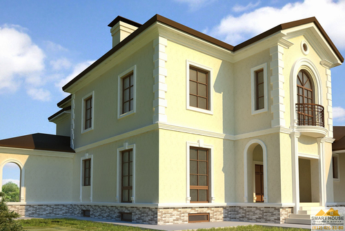 Устройство мокрого фасада на коттедже